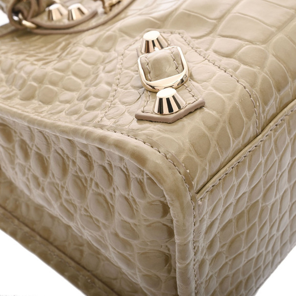 BALENCIAGA City Khaki Green Bag Crocodile - Picture 6 of 9